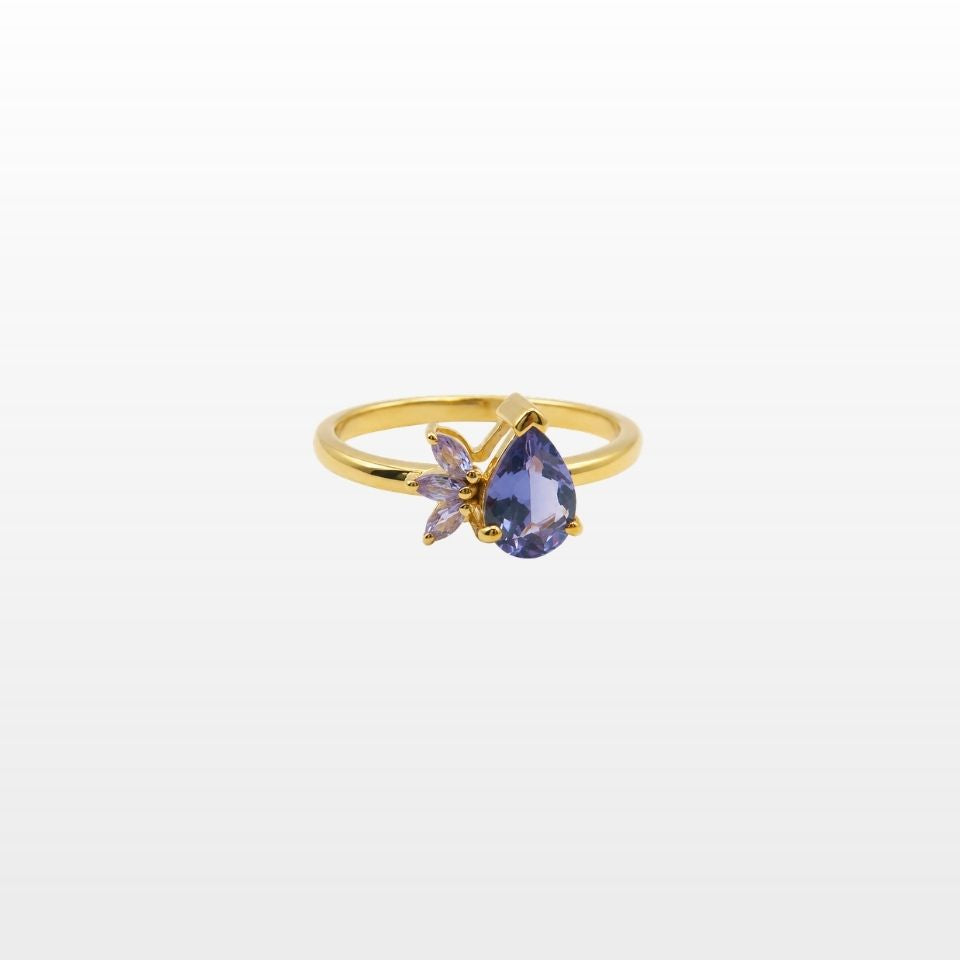 Bague Lotus Éclosion Tanzanite Poire