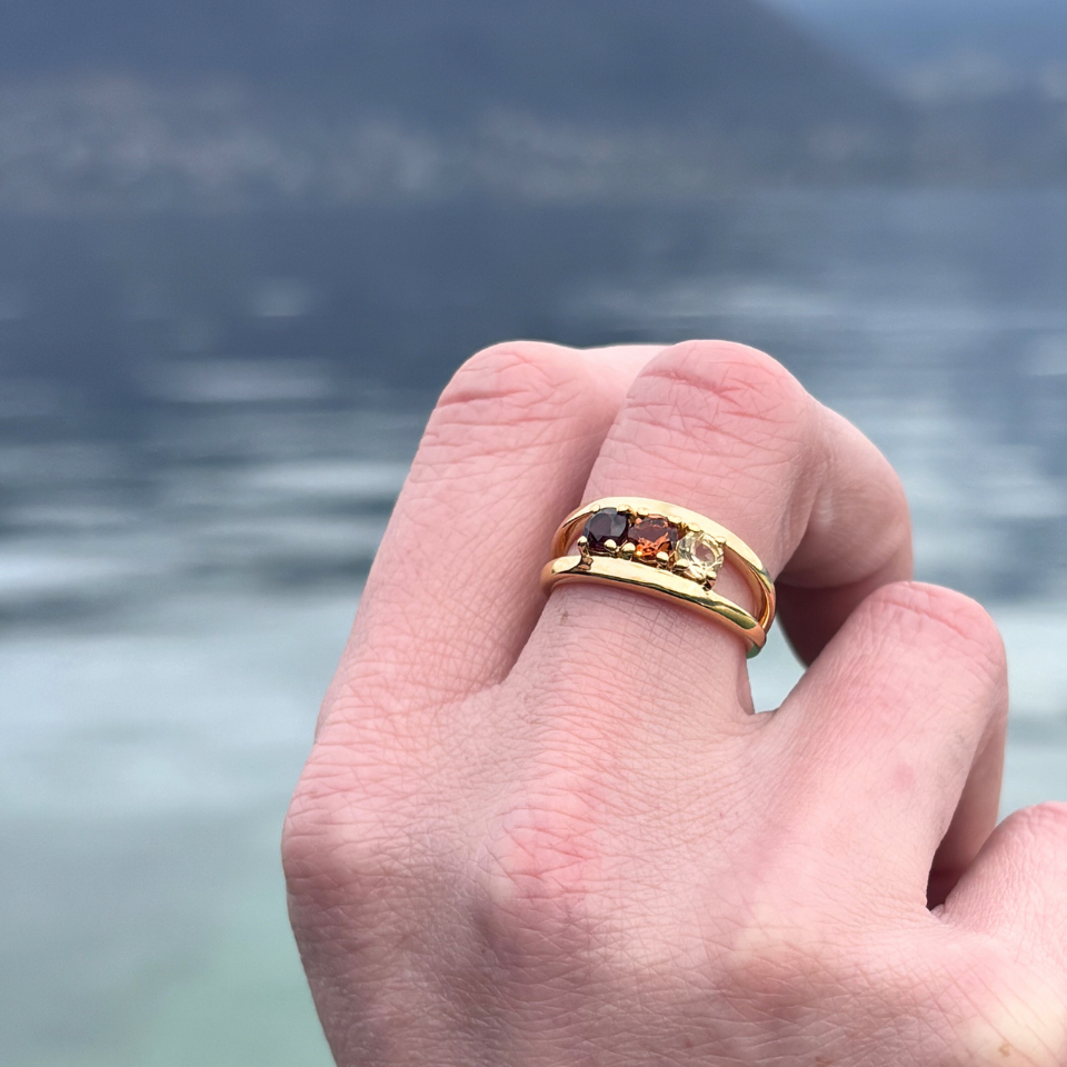 Bague ORaune Citrine et Grenat
