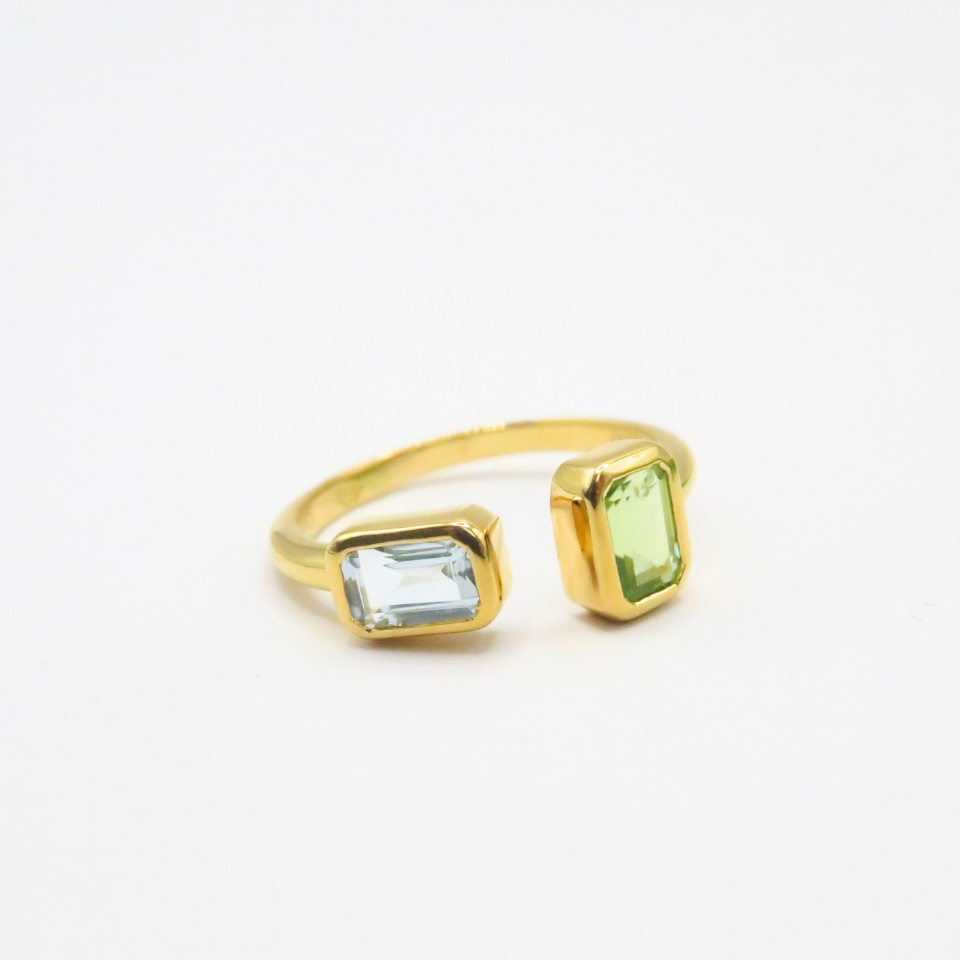 Bague Haute auRa Topaze et Péridot