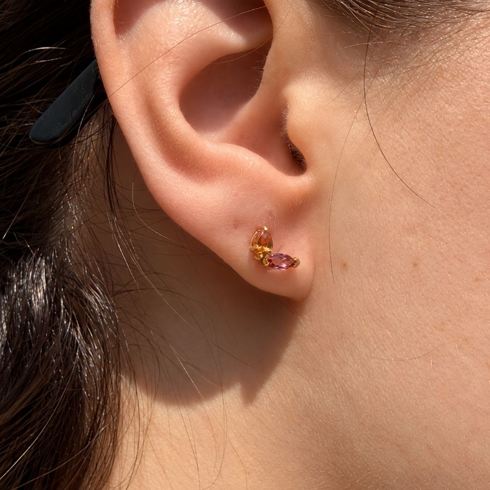 Boucles d'oreilles Lotus Éclosion Tourmaline