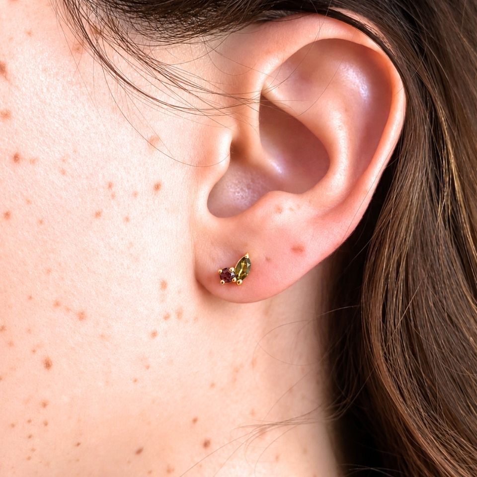 Boucles d'oreilles Lotus Pétales Tourmaline