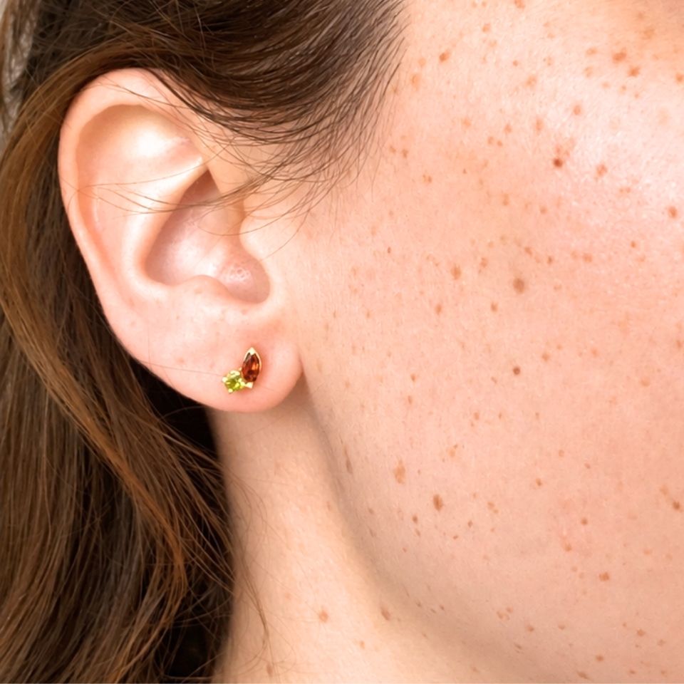 Boucles d'oreilles Lotus Pétales Tourmaline