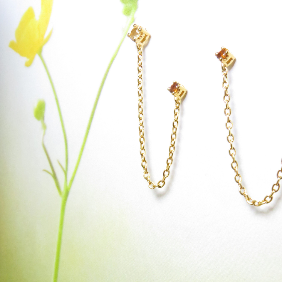 Boucles d'oreilles Oraune Chaînes Citrine
