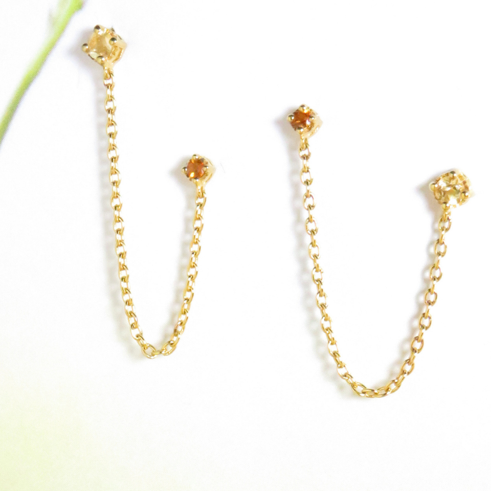 Boucles d'oreilles Oraune Chaînes Citrine