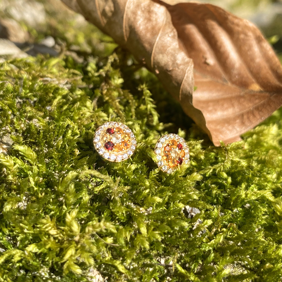 Boucles d'oreilles Oraune Ronde Citrine et Grenat