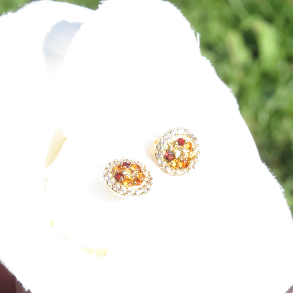 Boucles d'oreilles Oraune Ronde Citrine et Grenat