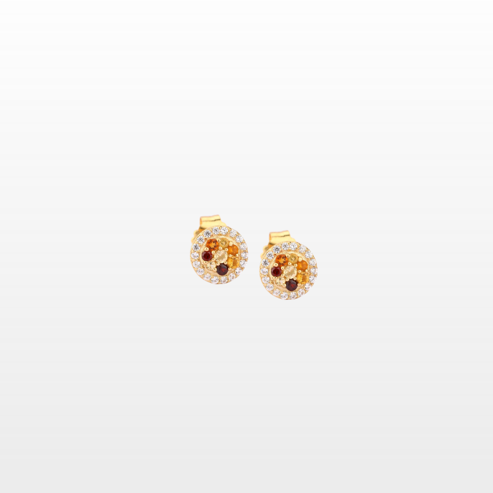 Boucles d'oreilles Oraune Ronde Citrine et Grenat