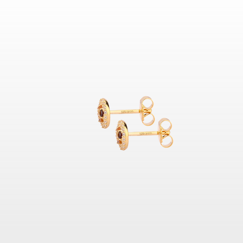 Boucles d'oreilles Oraune Ronde Citrine et Grenat