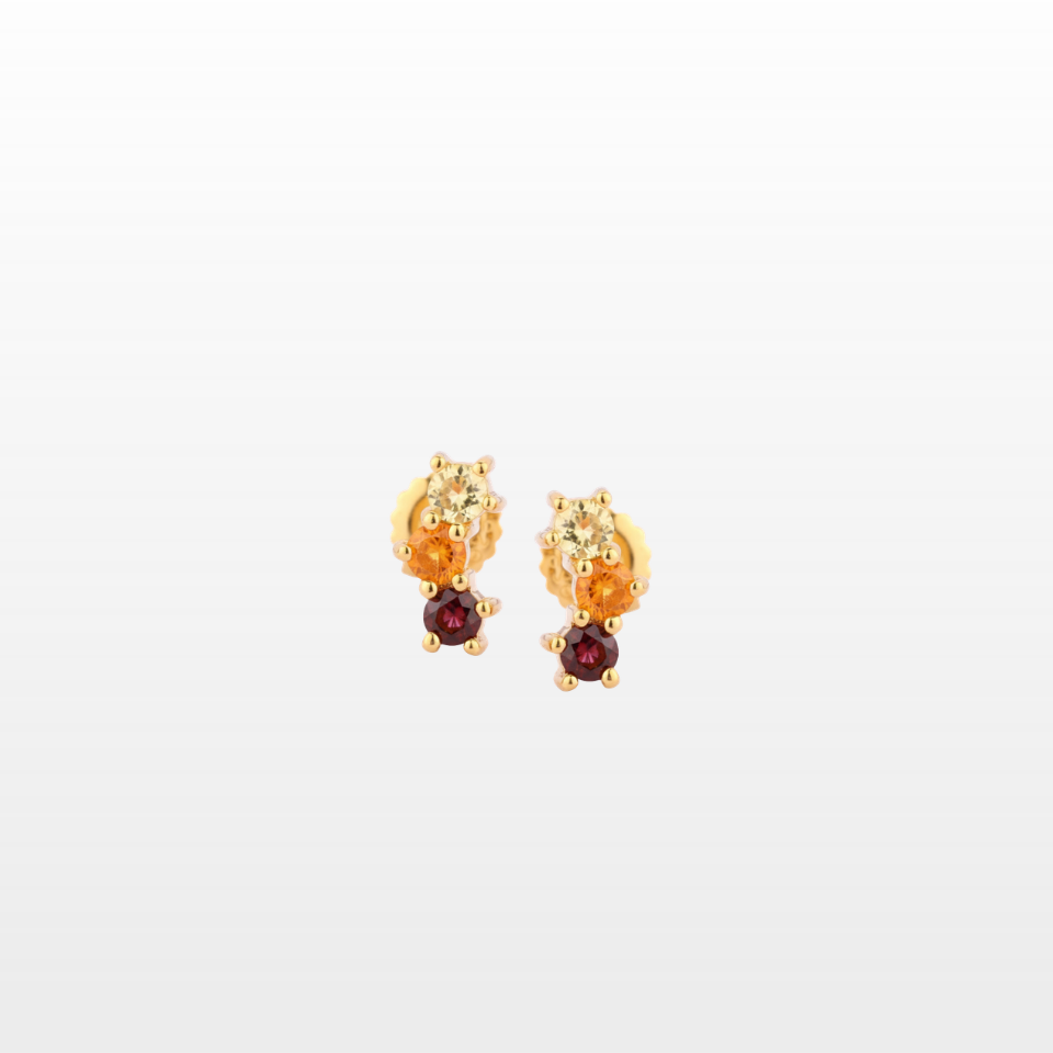 Boucles d'oreilles Oraune Trio Citrine et Grenat