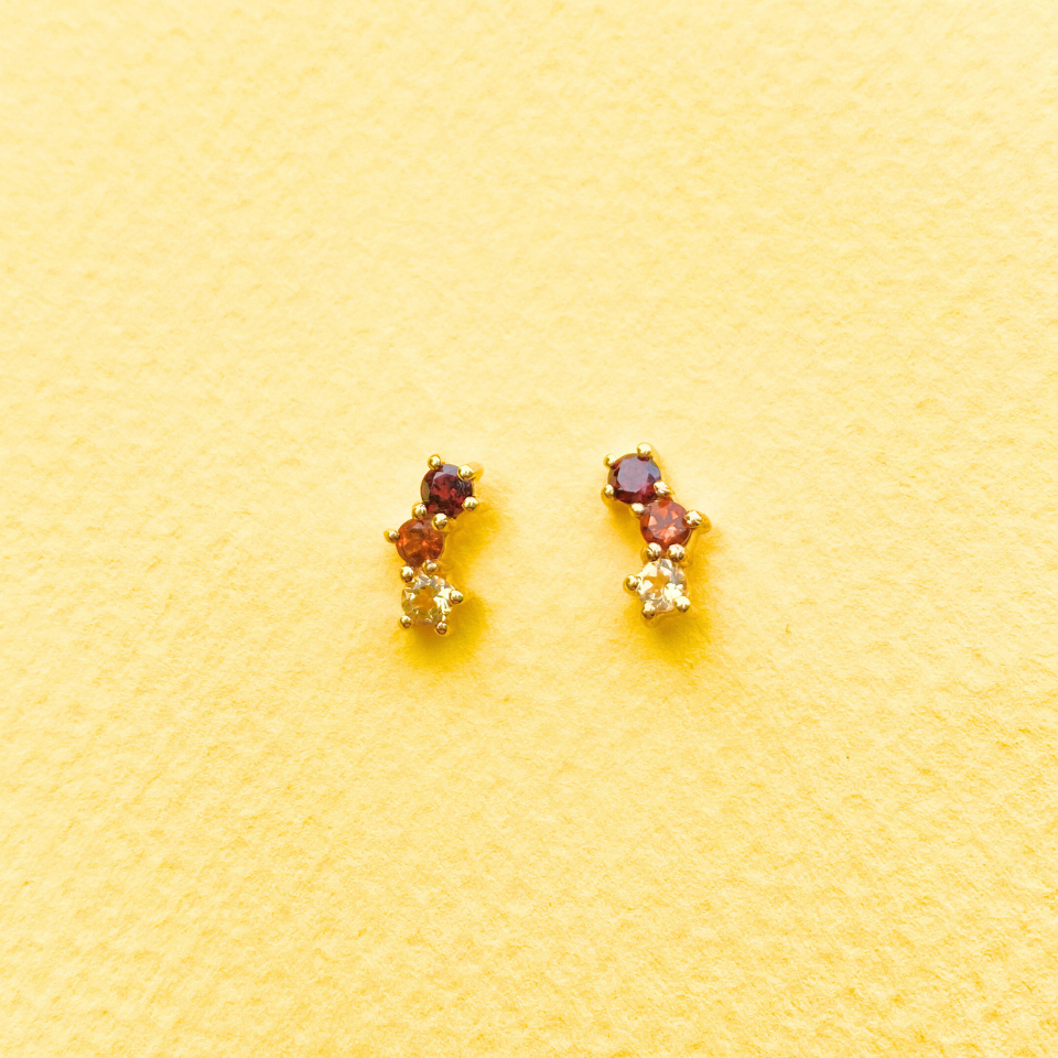 Boucles d'oreilles Oraune Trio Citrine et Grenat
