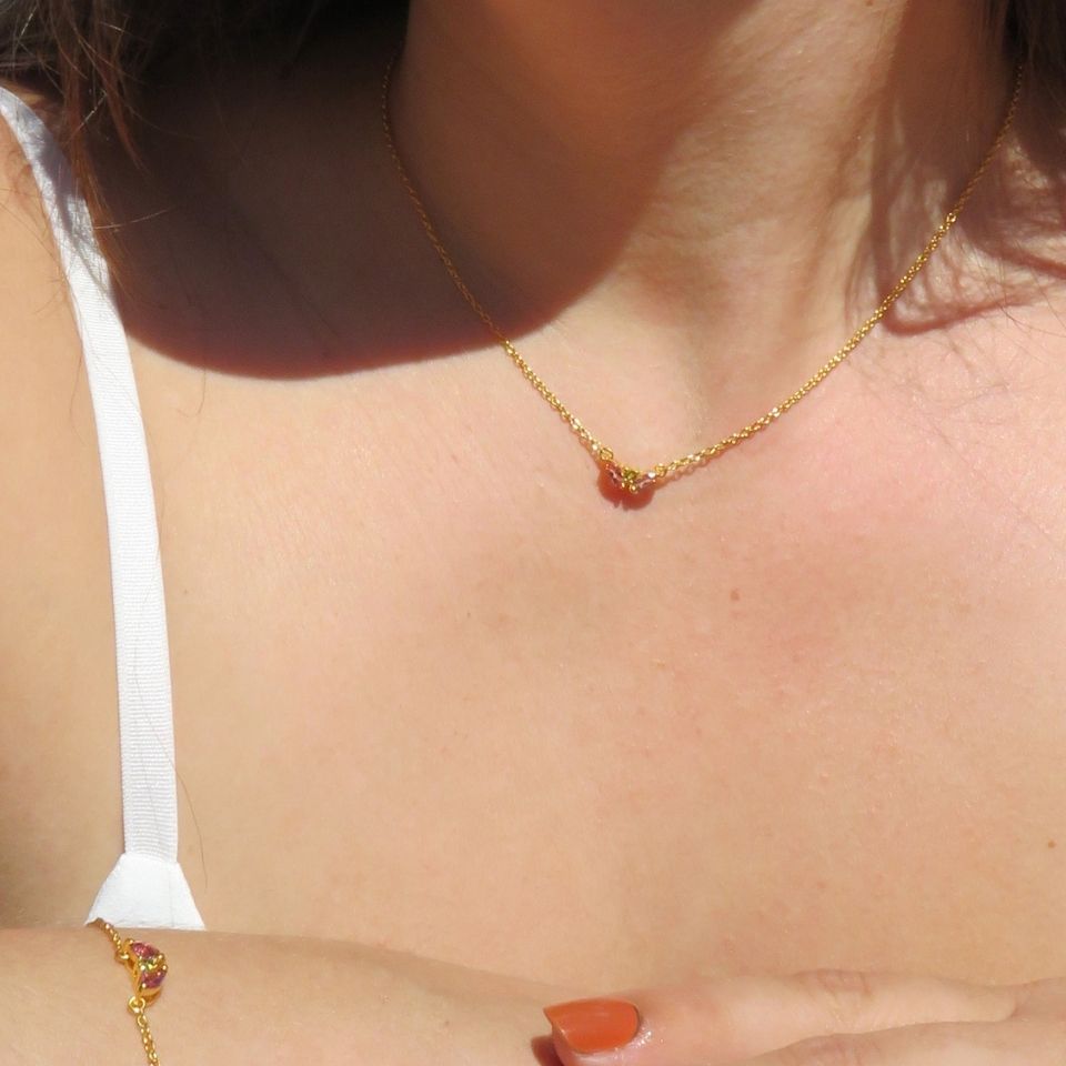 Collier Lotus Pétales Tourmaline