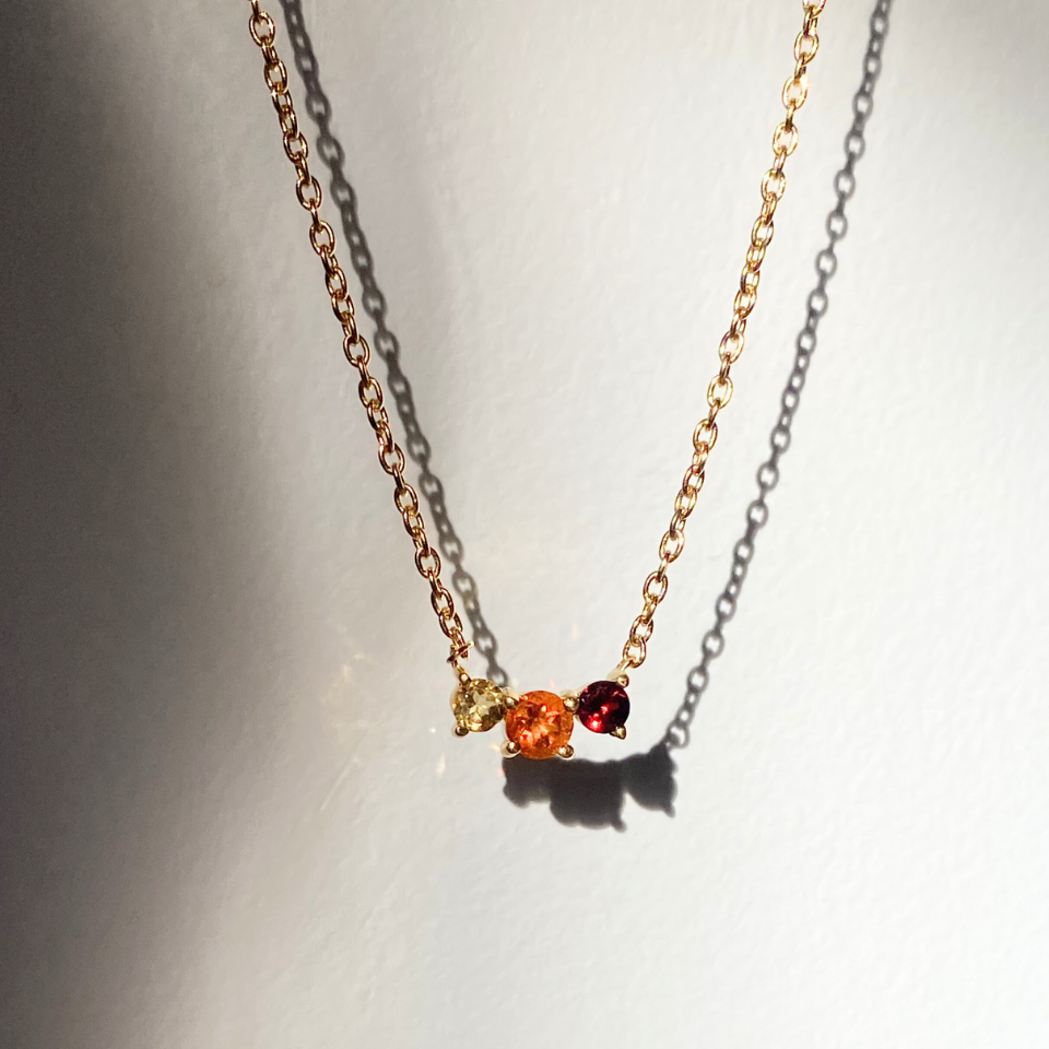 Collier Oraune Trio Citrine et Grenat