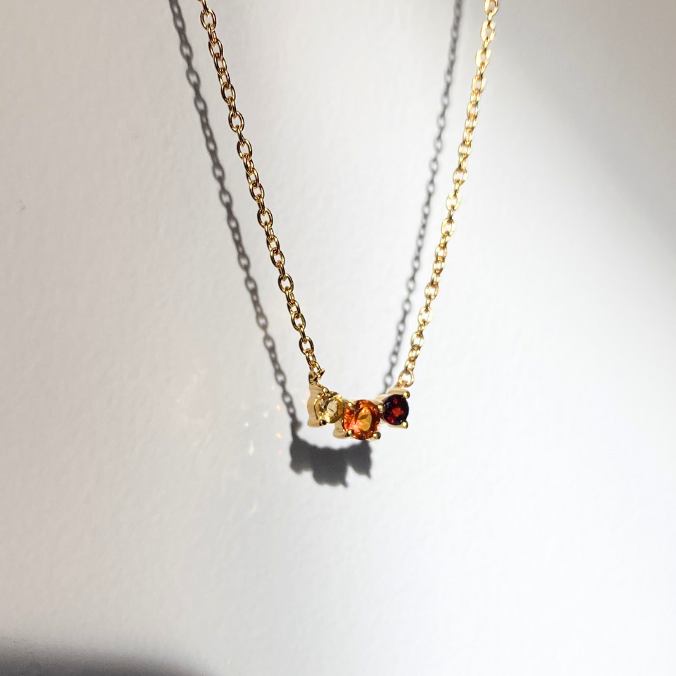 Collier Oraune Trio Citrine et Grenat